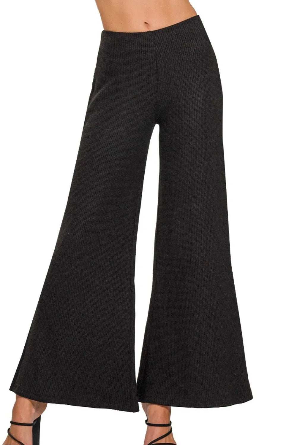 Zenana Wide Leg Flare Sweater Pants - Trendsi - Flyclothing LLC