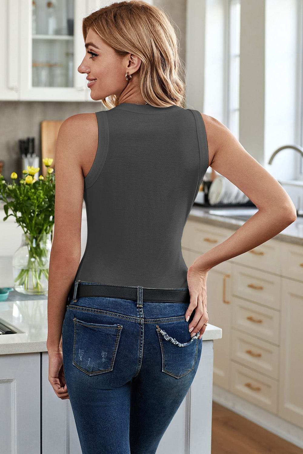 Solid Round Neck Tank - Trendsi - Flyclothing LLC