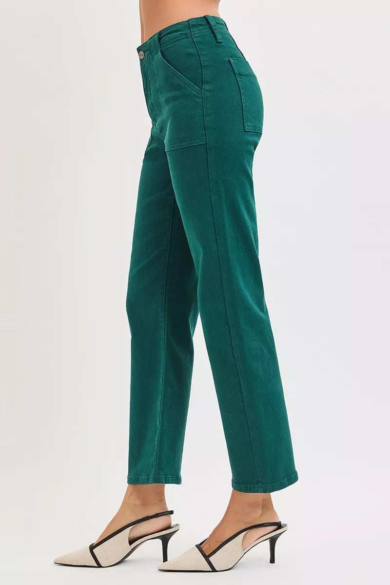 RISEN High Rise Ankle Flare Patch Pocket Jeans - Trendsi - Flyclothing LLC