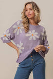 BiBi Floral Pattern Slit Sweater - Trendsi - Flyclothing LLC