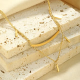 18K Gold-Plated Double Layered Necklace - Trendsi - Flyclothing LLC