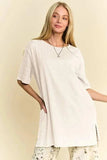 Davi & Dani Short Sleeve Side Slit T-Shirt with Pockets - Trendsi - Flyclothing LLC