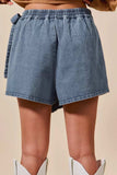 SO ME Wrap Braided Trimmed Denim Skort - Trendsi - Flyclothing LLC