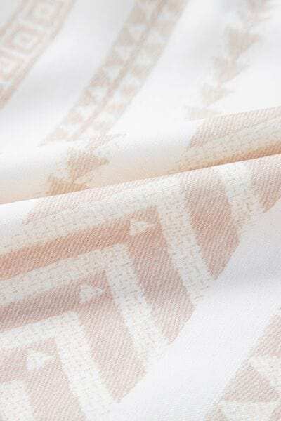 Geometric Jacquard Notched Half Sleeve Blouse - Trendsi - Flyclothing LLC