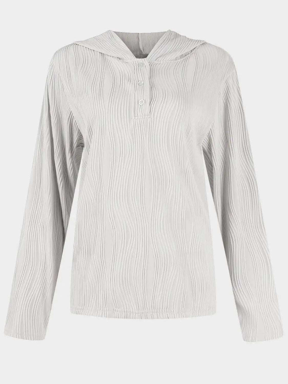 Textured Long Sleeve Hoodie - Trendsi - Flyclothing LLC