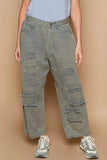 POL Distressed Raw Hem Wide Leg Pants - Trendsi - Flyclothing LLC