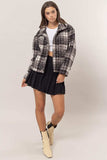 HYFVE Plaid Collared Neck Boucle Jacket with Pockets - Trendsi - Flyclothing LLC