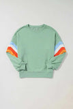 Contrast Round Neck Long Sleeve Sweatshirt - Trendsi - Flyclothing LLC