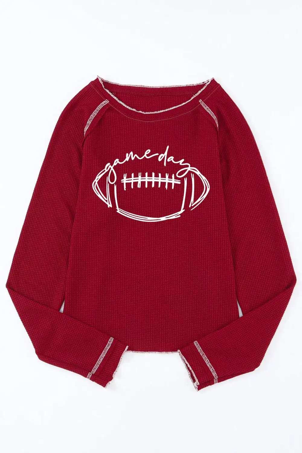 Football Round Neck Long Sleeve Sweatshirt - Trendsi - Flyclothing LLC