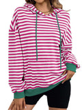 Drawstring Striped Long Sleeve Hoodie - Trendsi - Flyclothing LLC