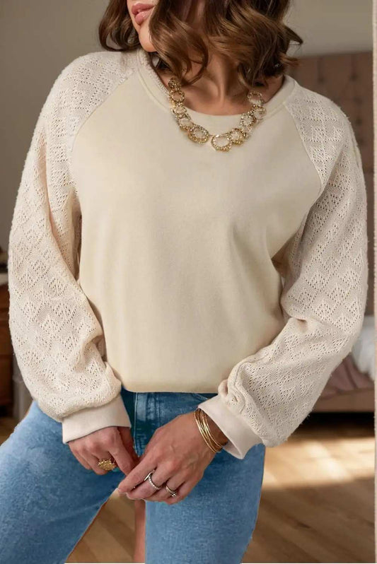 Round Neck Long Sleeve Sweatshirt - Trendsi - Flyclothing LLC