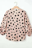 Contrast Animal Print V-Neck Long Sleeve Blouse - Trendsi - Flyclothing LLC