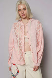 POL Exposed Seam Button Down Hooded Jacket with Lace Detail - Trendsi - Flyclothing LLC