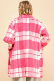 Davi & Dani Plaid Open Front Drop Shoulder Longline Coat - Trendsi - Flyclothing LLC