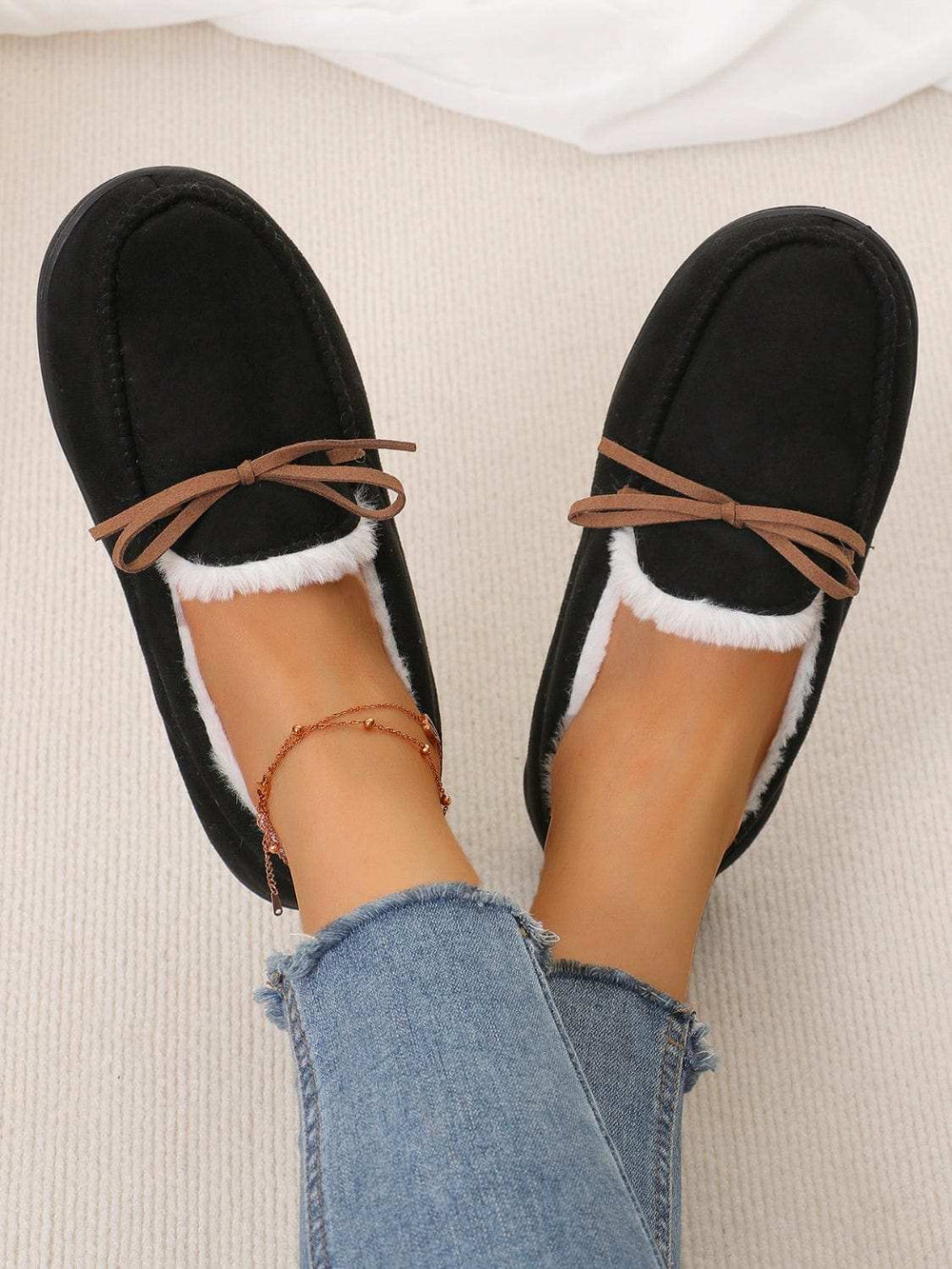 Bow Round Toe Flat Slip-Ons - Trendsi - Flyclothing LLC