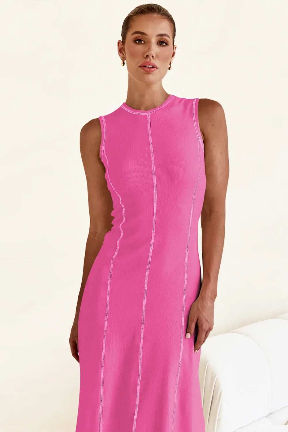 Contrast Stitching Maxi Tank Dress - Trendsi - Flyclothing LLC