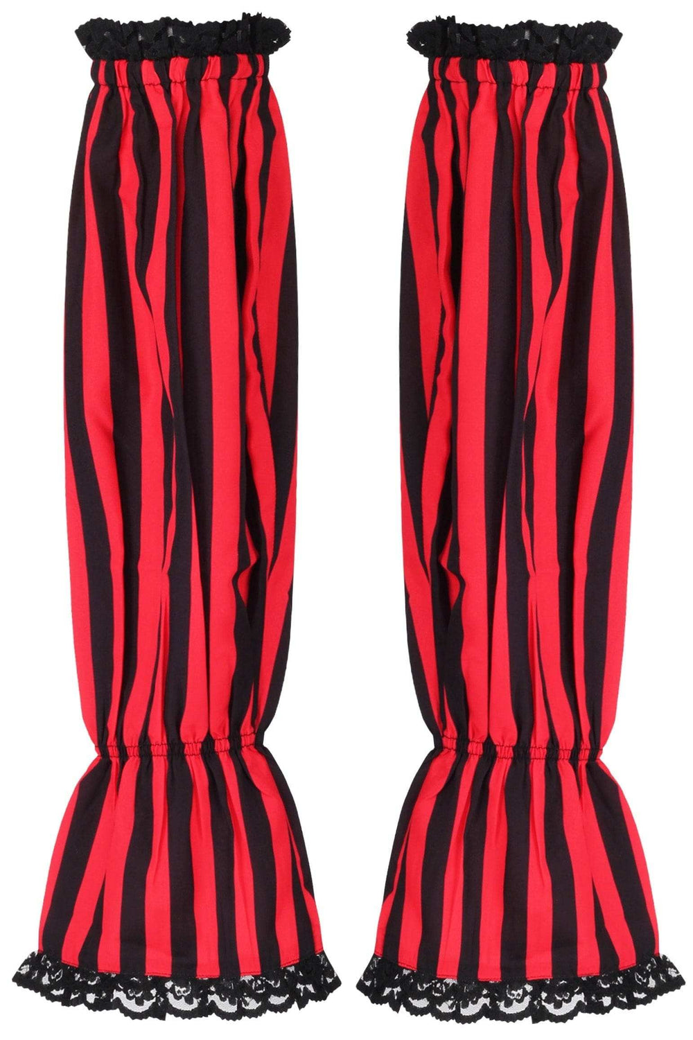 Daisy Corsets Black/Red Striped Smocked Sleeves - Daisy Corsets - Flyclothing LLC