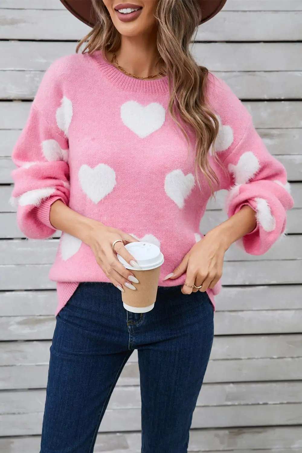 Angel Wings Heart Dropped Shoulder Long Sleeve Sweater - Trendsi - Flyclothing LLC
