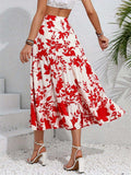 Ruffled Hem Printed Midi Skirt - Trendsi - Flyclothing LLC