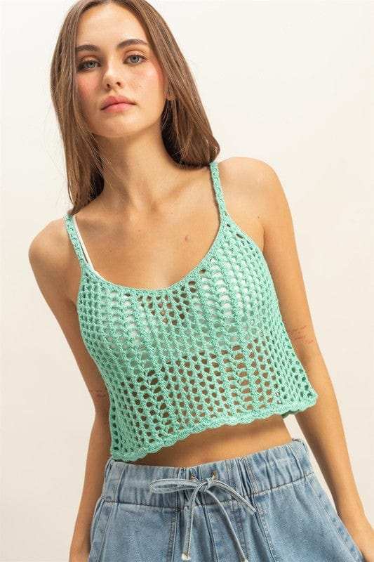 HYFVE Scoop Neck Cropped Crochet Cover Up Cami - Trendsi - Flyclothing LLC