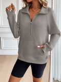Ivy Lane Half Zip Raglan Sleeve Sweatshirt - Trendsi - Flyclothing LLC
