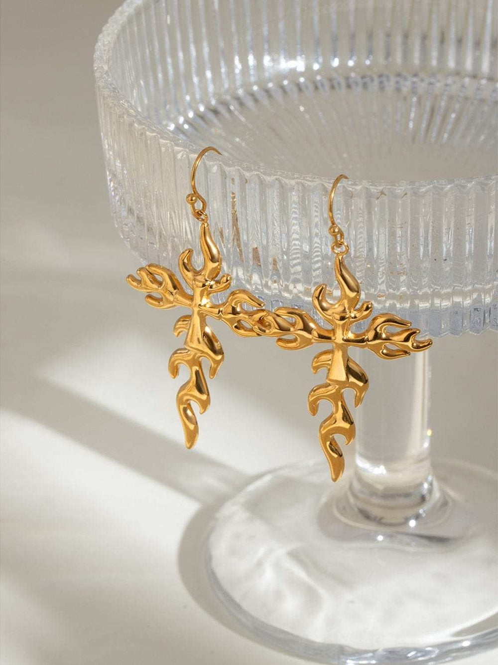 18K Gold-Plated Stainless Steel Cross Earrings - Trendsi - Flyclothing LLC
