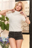 ADORA Fuzzy Mock Neck Short Sleeve Sweater - Trendsi - Flyclothing LLC
