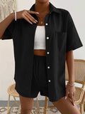 Button Up Short Sleeve Shirt and Shorts Set - Trendsi - Flyclothing LLC