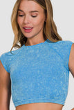 Zenana Ribbed Round Neck Cropped Top - Trendsi - Flyclothing LLC