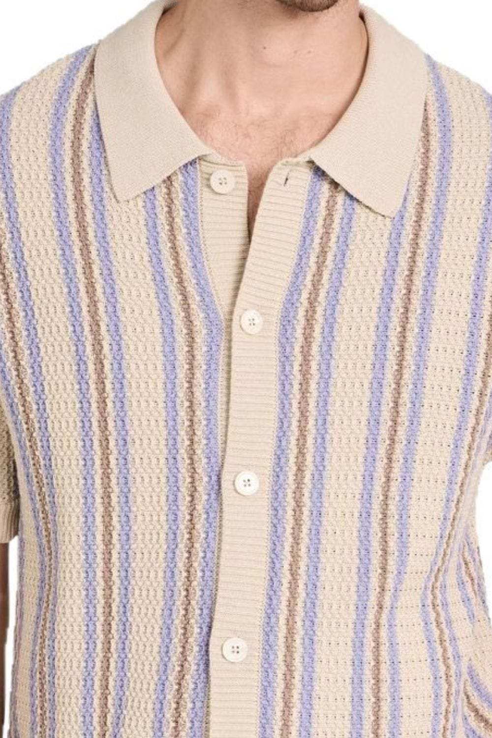 Men's Plus Size Striped Button Down Short Sleeve Shirt - Trendsi - Flyclothing LLC