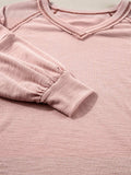 Exposed Seam Ribbed Knit V Neck Top - Trendsi - Flyclothing LLC