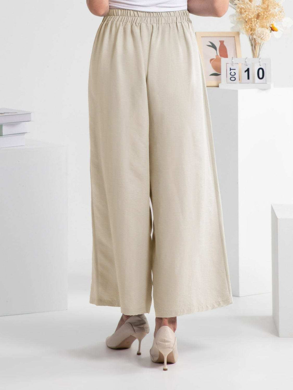 Wide Leg Elastic Waist Pants - Trendsi - Flyclothing LLC