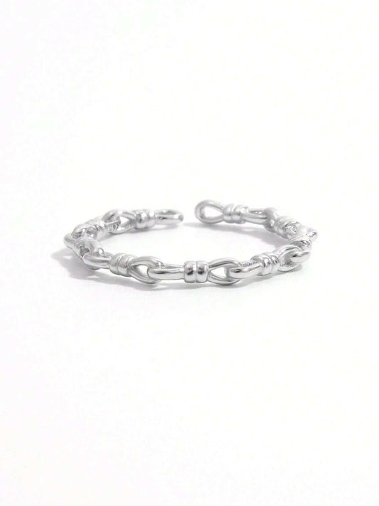 925 Sterling Silver Knot Shape Open Ring - Trendsi - Flyclothing LLC