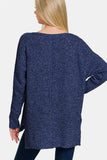 Zenana High-Low Center Seam V-Neck Sweater - Trendsi - Flyclothing LLC