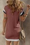 Textured Round Neck Short Sleeve Dress - Trendsi - Flyclothing LLC