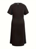 Round Neck Short Sleeve Midi Dress - Trendsi - Flyclothing LLC