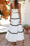 Contrast Trim Cami and Skirt Set - Trendsi - Flyclothing LLC