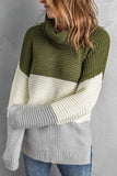 Color Block Turtleneck Long Sleeve Sweater - Trendsi - Flyclothing LLC