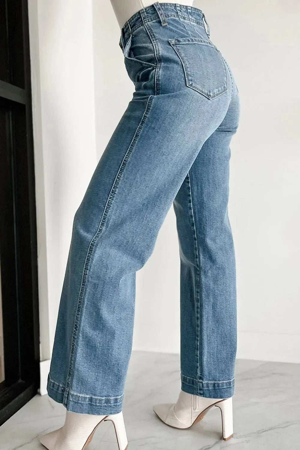 Button Fly High Waist Jeans - Trendsi - Flyclothing LLC