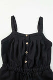 Knotted Straps Button Textured Drawstring Jumpsuit - Trendsi - Flyclothing LLC