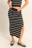 HYFVE Side Slit Striped Bodycon Sweater Skirt - Trendsi - Flyclothing LLC