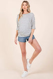 BOMBOM Striped Boat Neck Dolman Sleeve Top - Trendsi - Flyclothing LLC