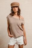 BiBi One Side Off Shoulder Knit Top - Trendsi - Flyclothing LLC