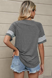Striped Round Neck Short Sleeve T-Shirt - Trendsi - Flyclothing LLC