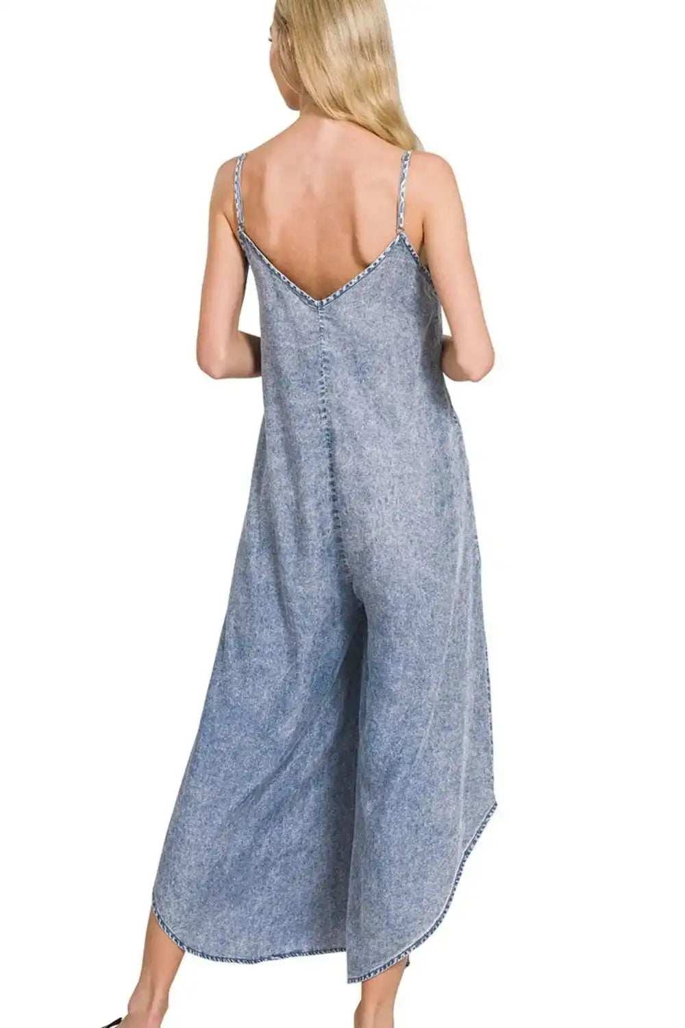 Zenana Lyocell Acid-Washed Jumpsuit - Trendsi - Flyclothing LLC