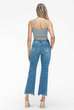 bytos Raw Hem Distressed Mid Rise Crop Jeans - Trendsi - Flyclothing LLC