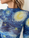 Starry Sky Cropped Mesh T-Shirt - Trendsi - Flyclothing LLC