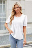 Round Neck Short Sleeve T-Shirt - Trendsi - Flyclothing LLC