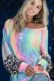BiBi Tie Dye French Terry Sweatshirt with Contrast - Trendsi - Flyclothing LLC