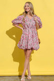 And The Why Full Size Floral Surplice Puff Sleeve Dress - Trendsi - Flyclothing LLC